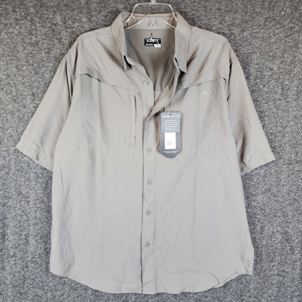 Habit Shirt Mens L Kestrel Creek Brushed Nickel Button Down NEW